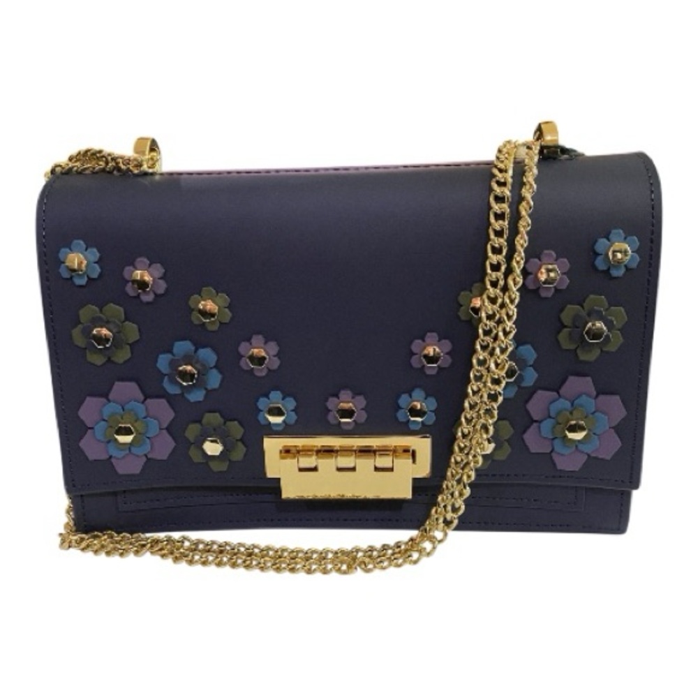 New ZAC ZAC POSEN Crossbody Bag Navy Earth Floral Appliqué Purse w/ Dustbag